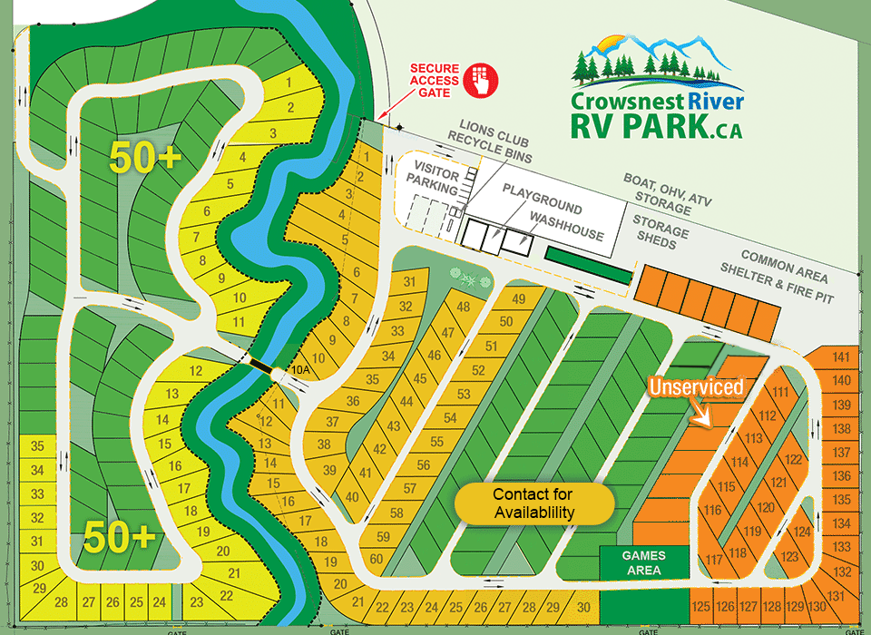 2024 Site Map at Crowsnest River RV Park